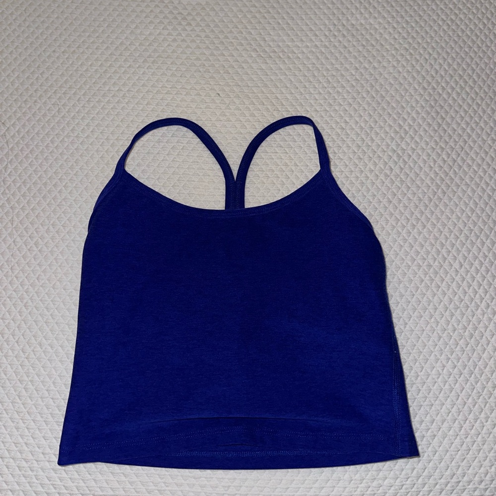 Beyond Yoga Spacedye Slim Racerback Cropped Tank in Sapphire Blue